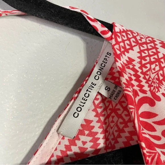 Collective Concepts Cutout Boho Flowy Peplum Ref White Patterned Blouse Small - Picture 3 of 5